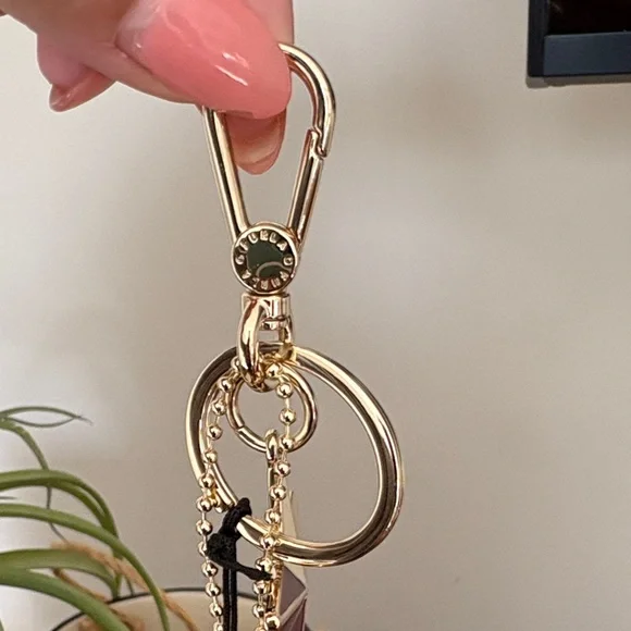 Furla Gold and Burgundy Star Key Holder Bag Charm - Picture 3 of 6